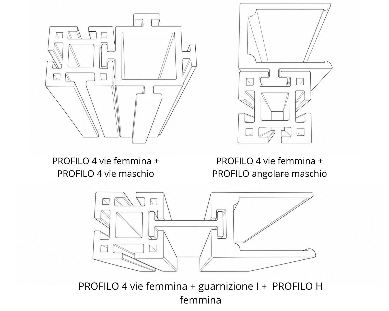 Profilo 4 Vie Femmina in alluminio - immagine 3